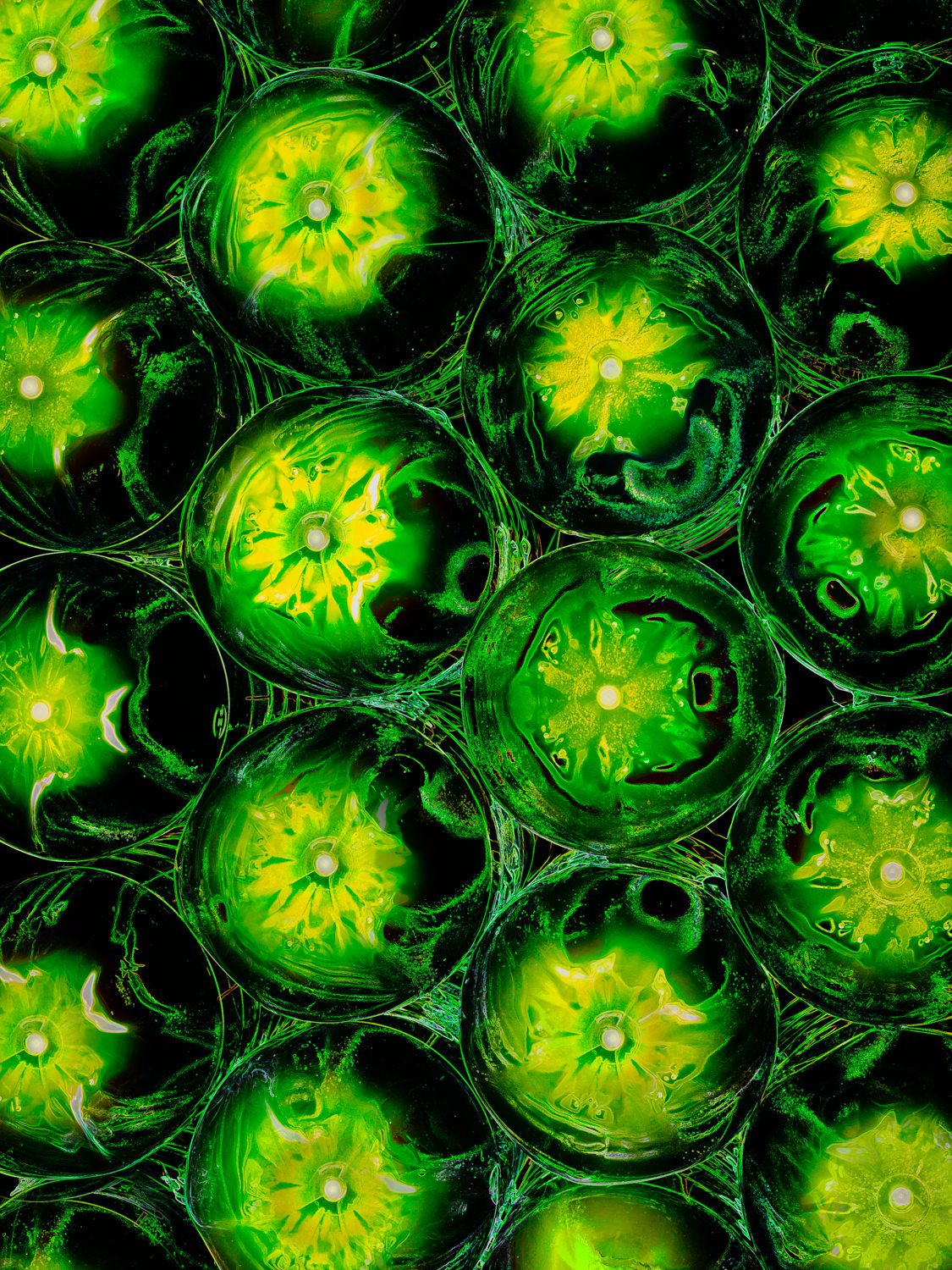 Green flower bubbles